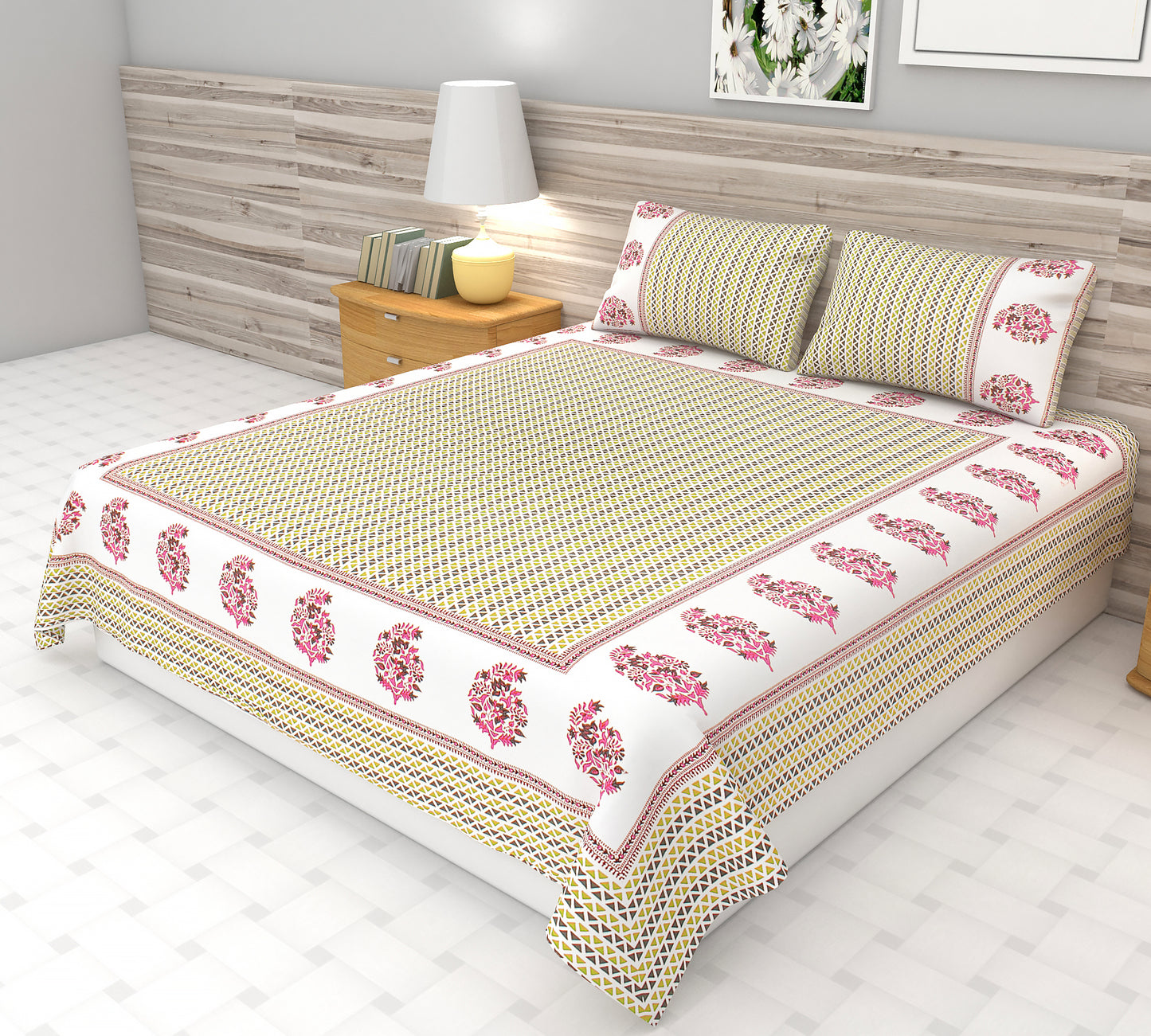 Geometric Pattern Bedsheet | King