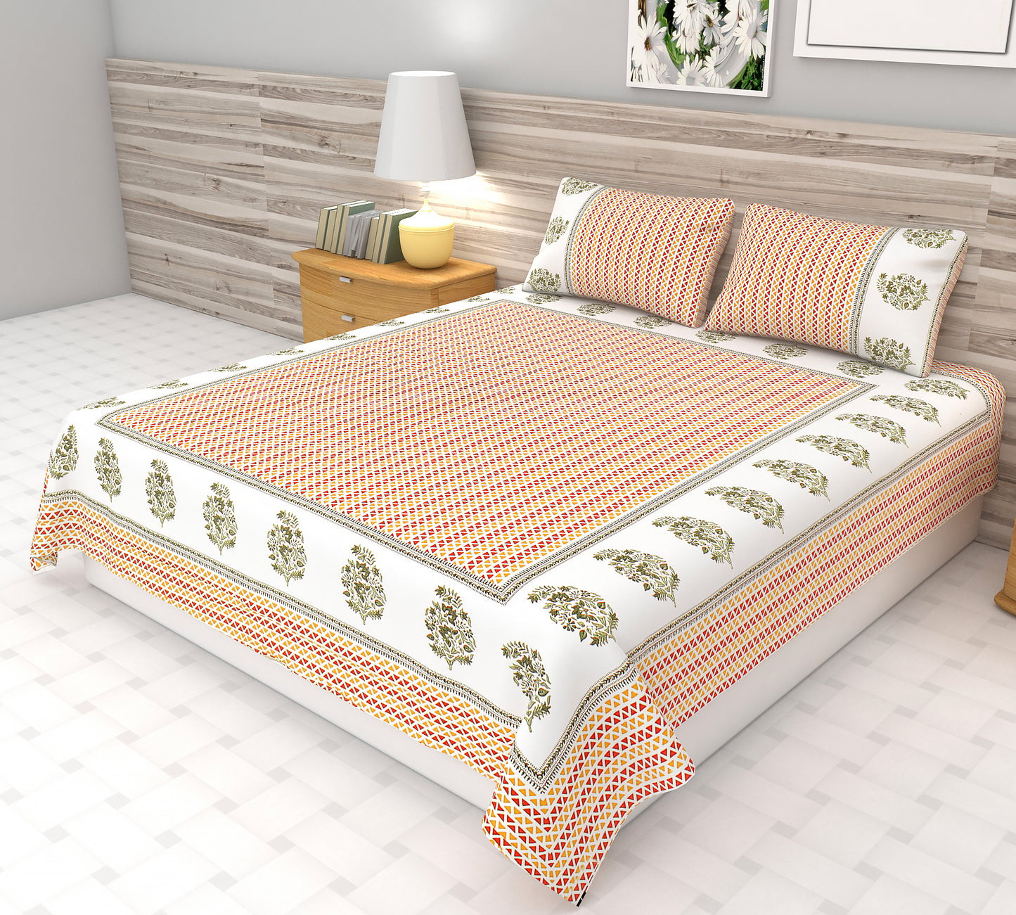 Geometric Pattern Bedsheet | King