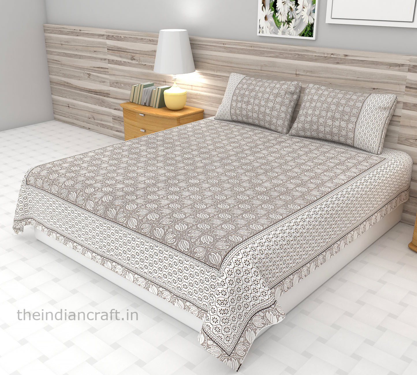 Traditional Jaal Print Bedsheet | King