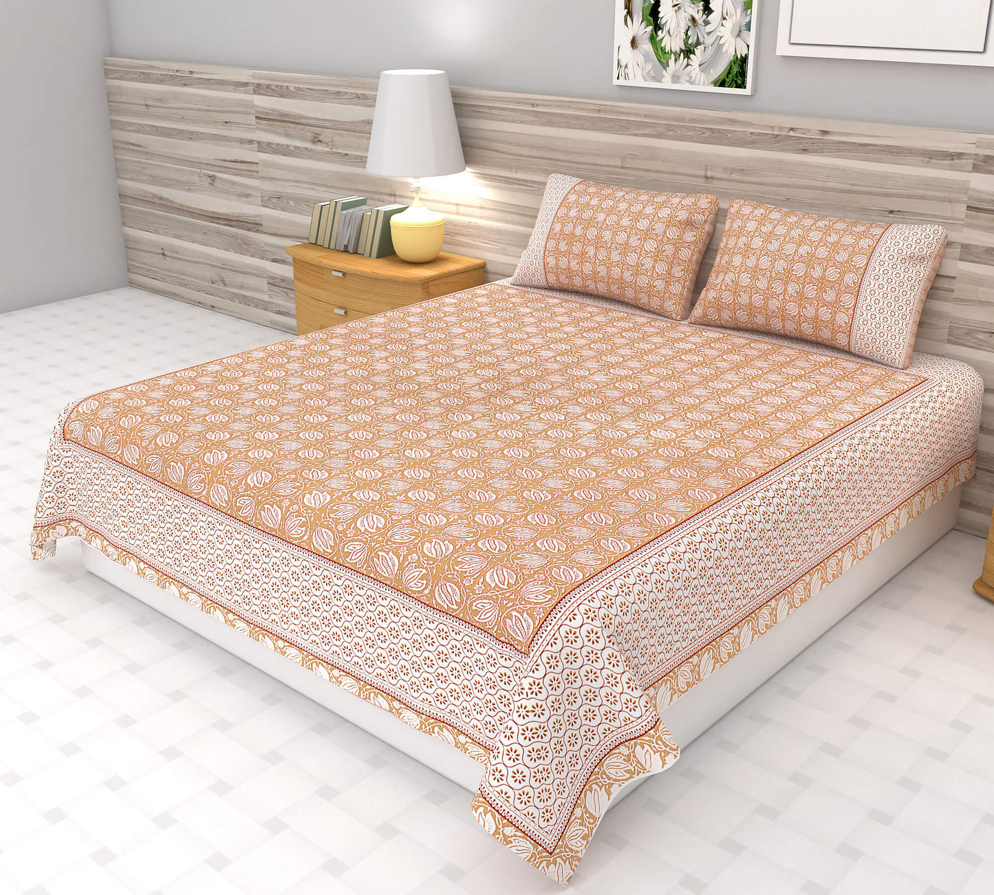 Traditional Jaal Print Bedsheet | King