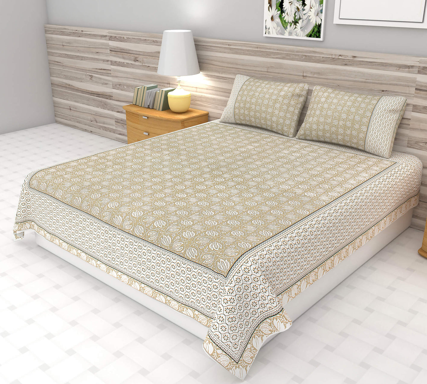 Traditional Jaal Print Bedsheet | King