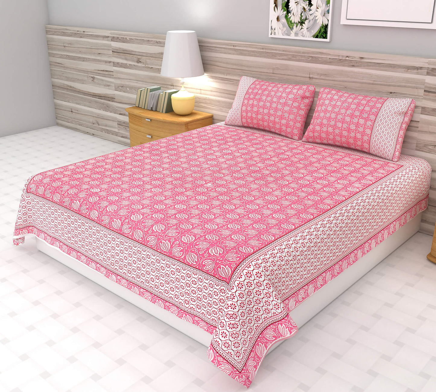 Traditional Jaal Print Bedsheet | King