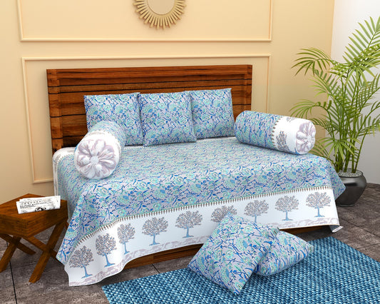 Tree Pattern Deewan Set | 8pcs 100% Cotton