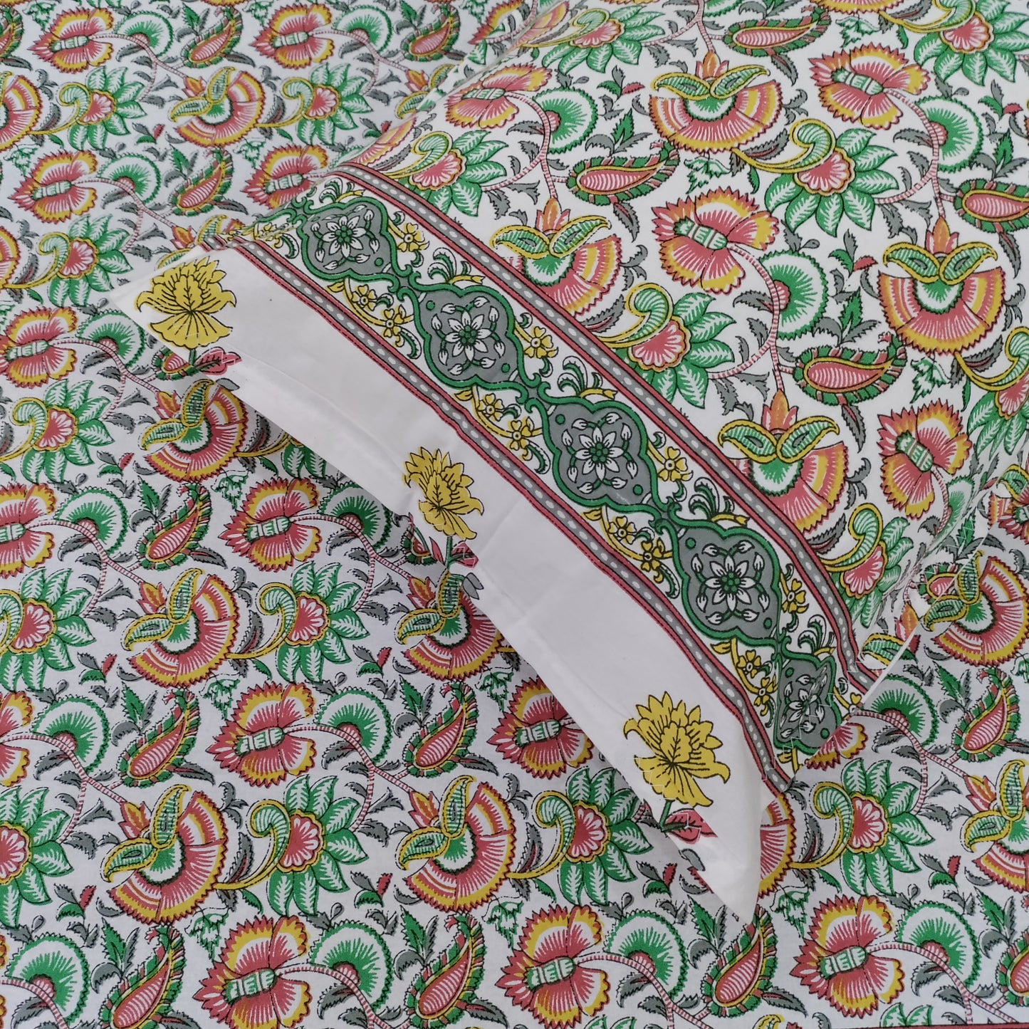 Sanganeri Symphony Handblock Bedsheet | King