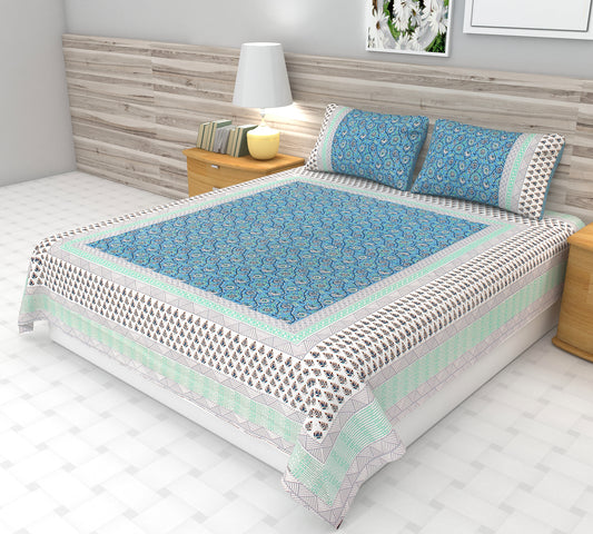 Blue Jaipuri Paradise Bedsheet | King