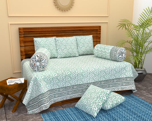 Royal Retreat Deewan Set (Sea Green) | 8pcs 100% Cotton