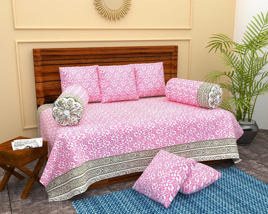 Royal Retreat Deewan Set (Pink) | 8pcs 100% Cotton