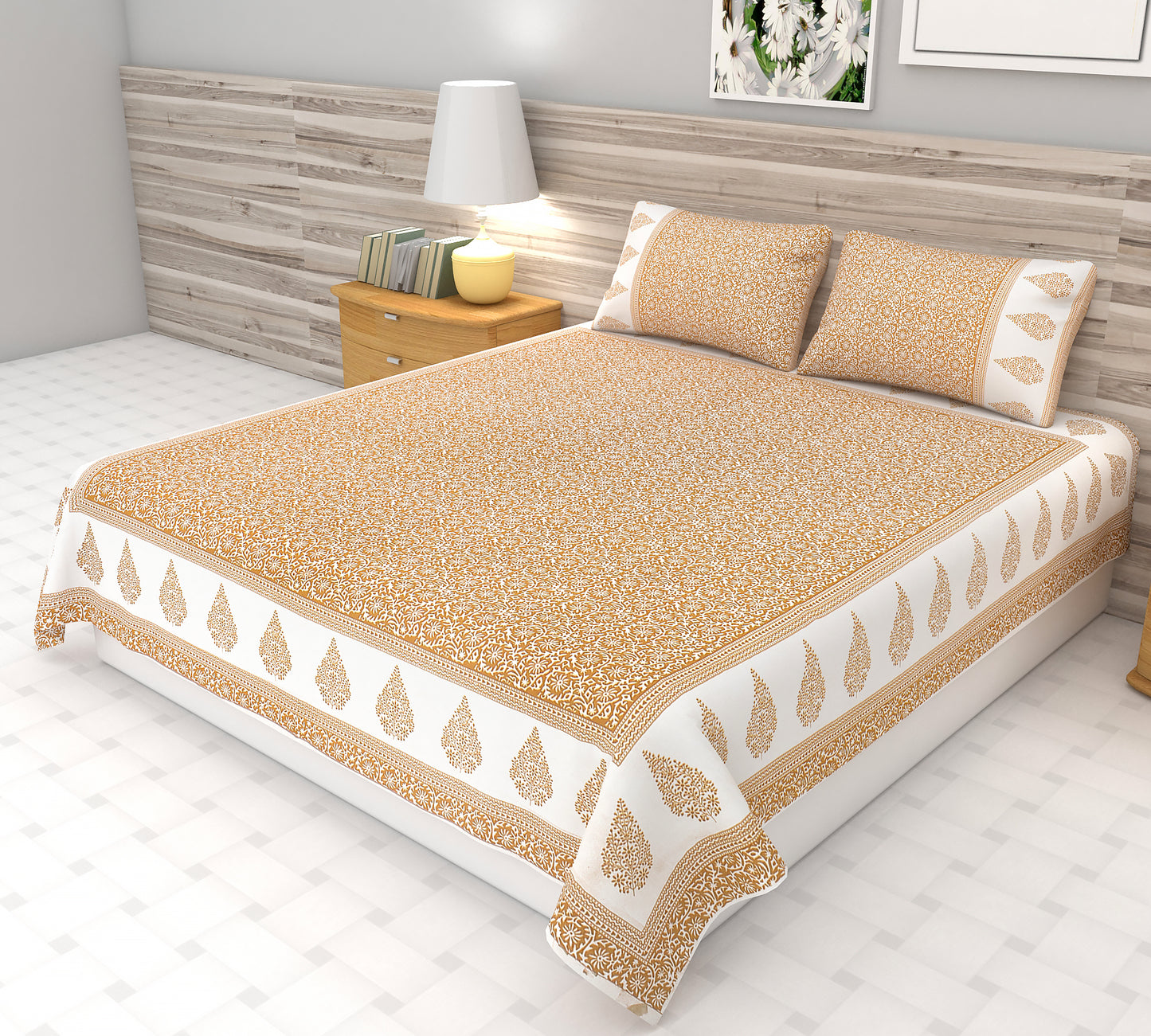 Handblock Solid Bedsheet | King