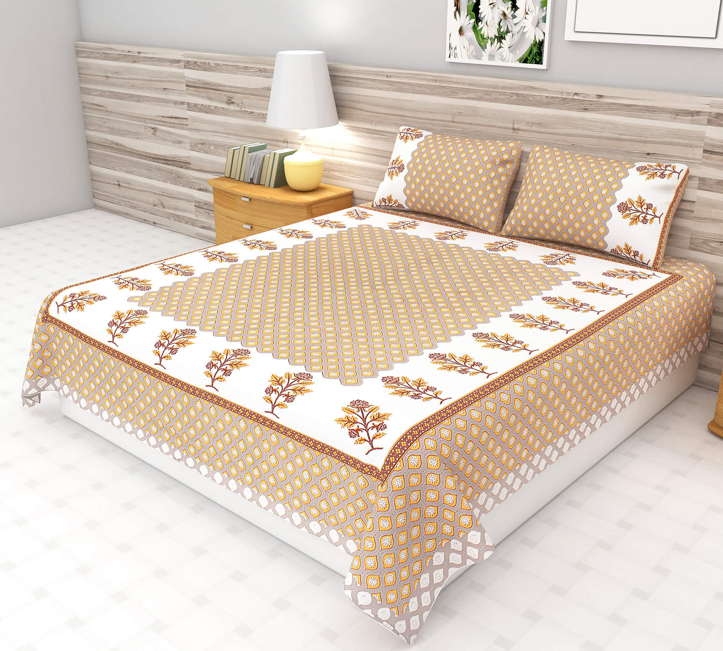 Flower Border Bedsheet | King