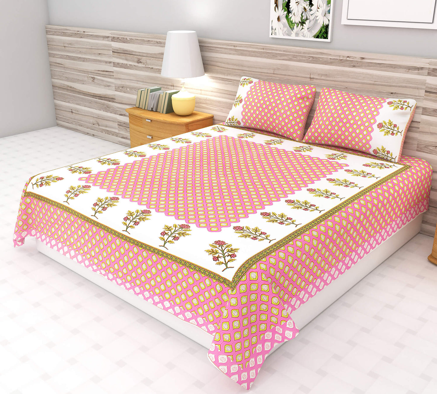 Flower Border Bedsheet | King