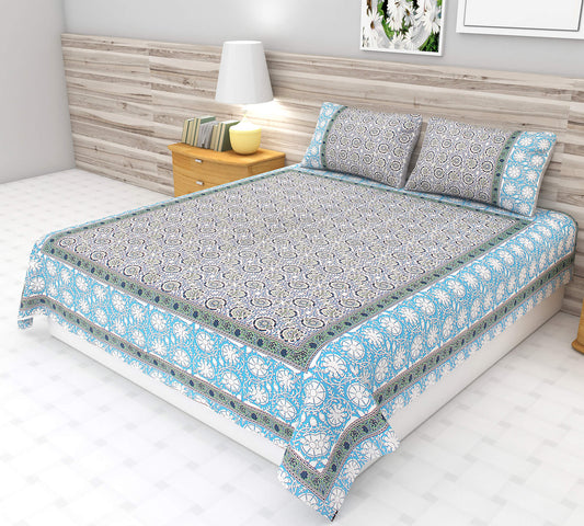 Sanganeri Hand Block Motif Bedsheet | King