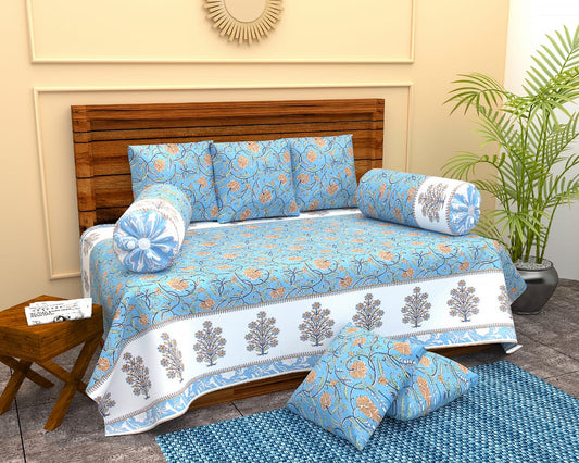 Floral Printed Deewan Set | 8pcs 100% Cotton