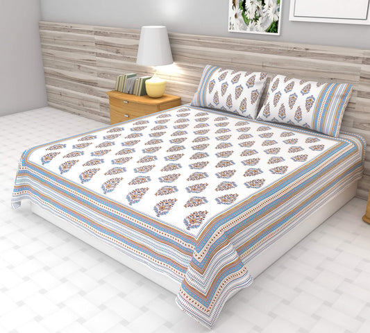 Jaipuri Hand Block Butti Pattern Bedsheet | King