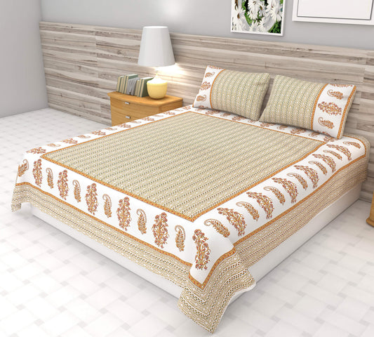 Jaipuri Traditional Paisley Design Bedsheet | King