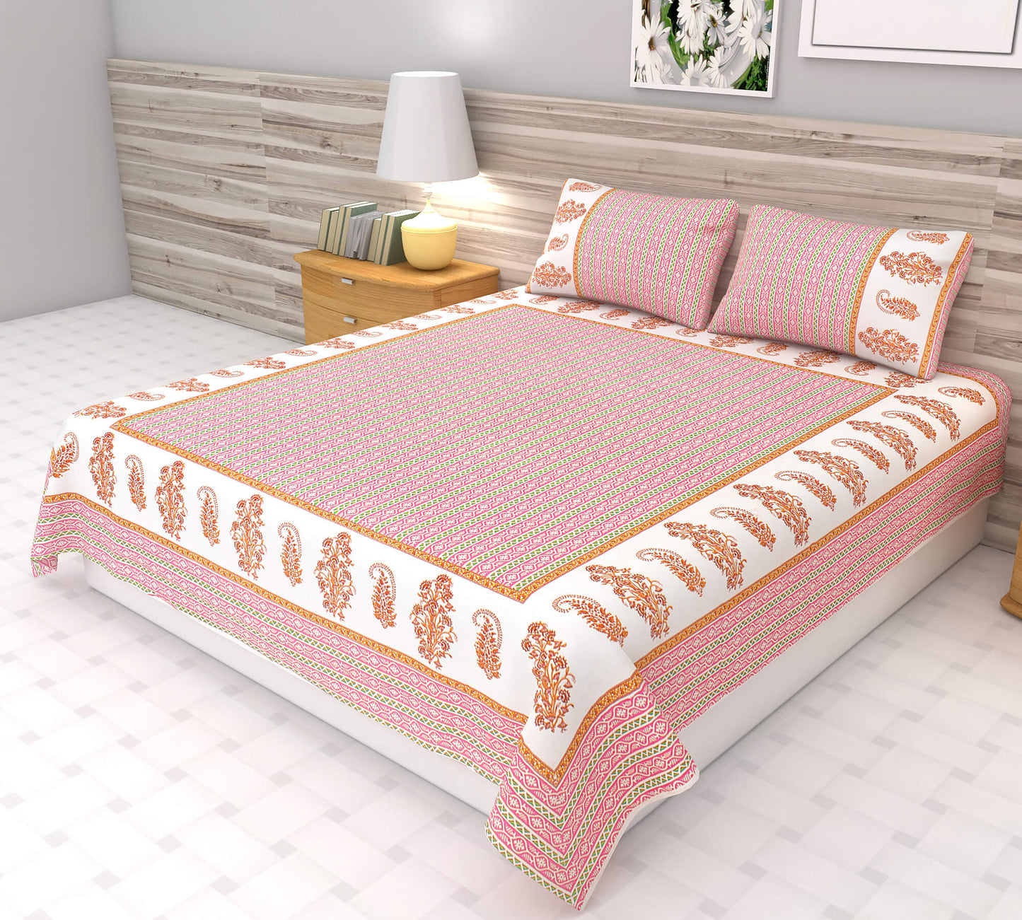 Jaipuri Traditional Paisley Design Bedsheet | King