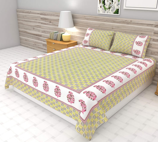 Geometric Pattern Jaipuri Cotton Bedsheet | King