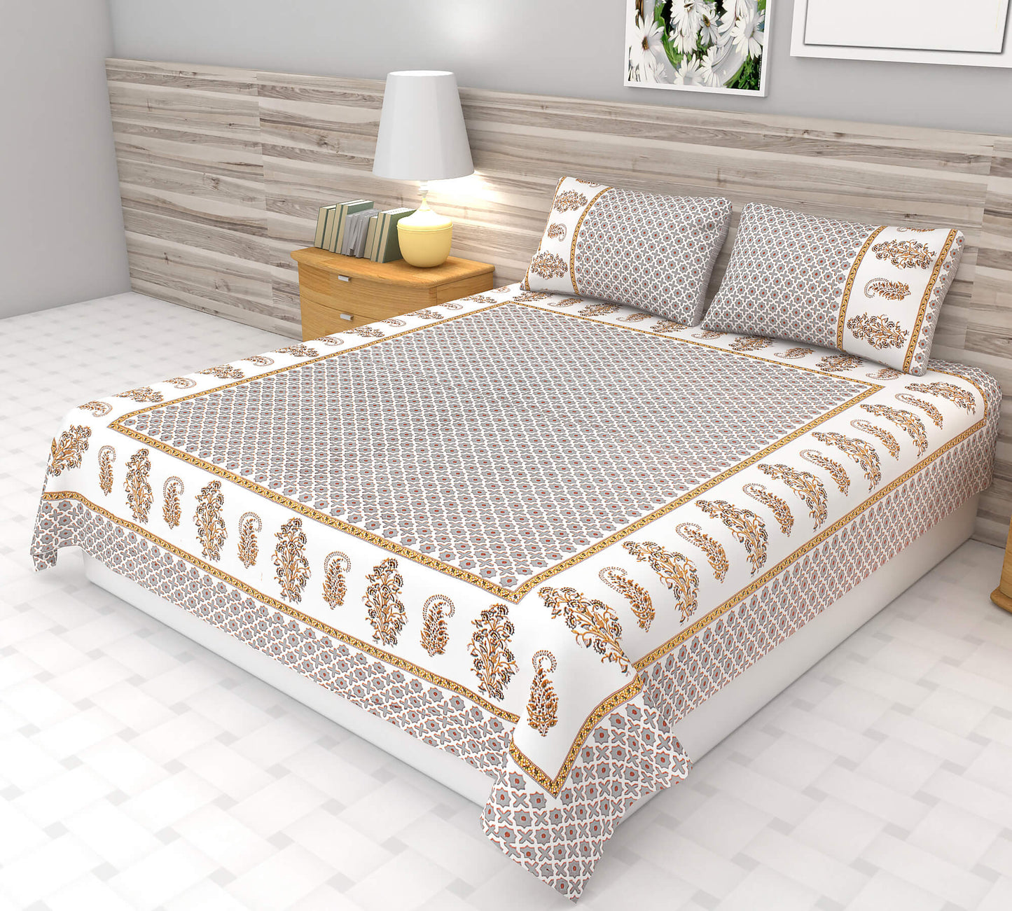 Sanganeri Hand block Bedsheet | King