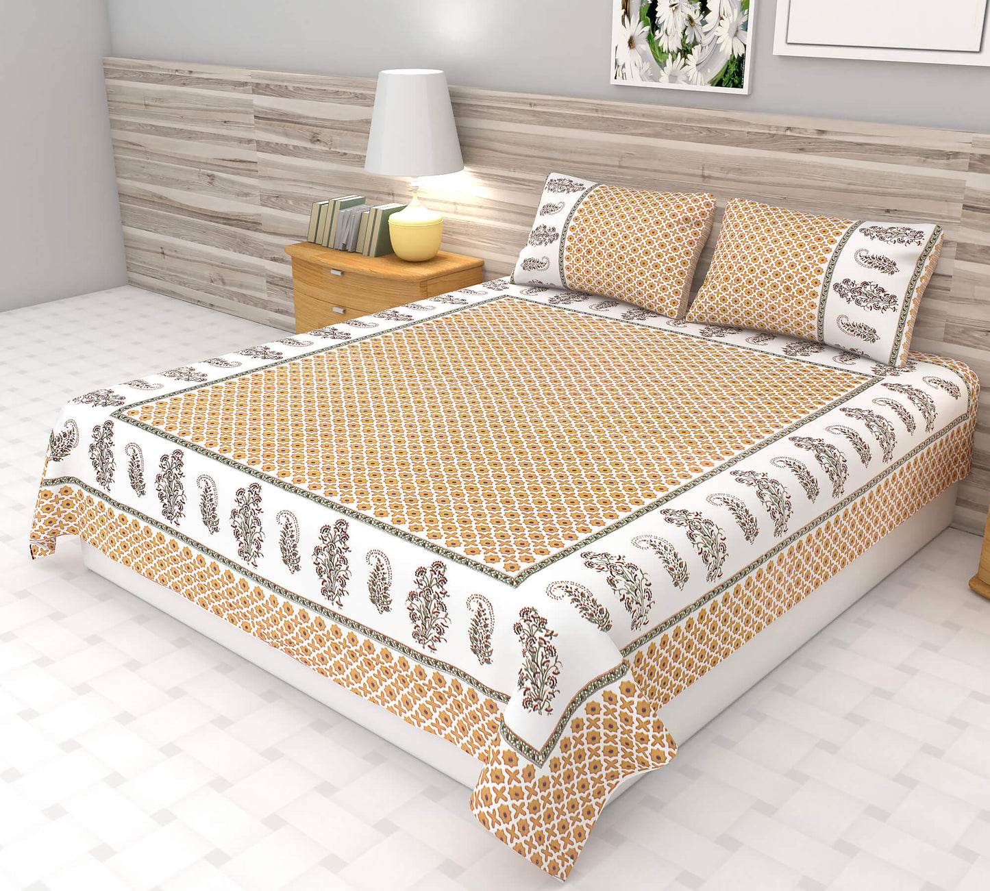 Sanganeri Hand block Bedsheet | King